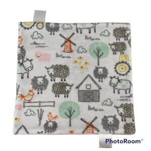 Farm Yard 13" Lovey‎ White & Pink Animals Barn Windmill Baby Security Blanket